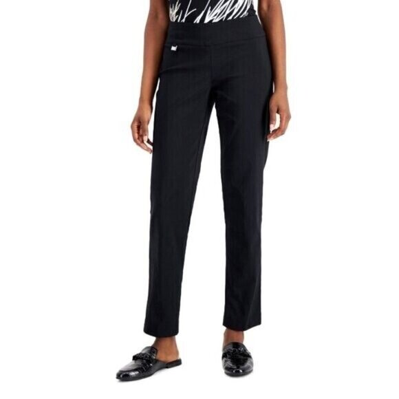 Alfani 2P Tummy-Control Straight Leg Black Pull-On Stretchy Dress Pants NWT - Picture 1 of 5